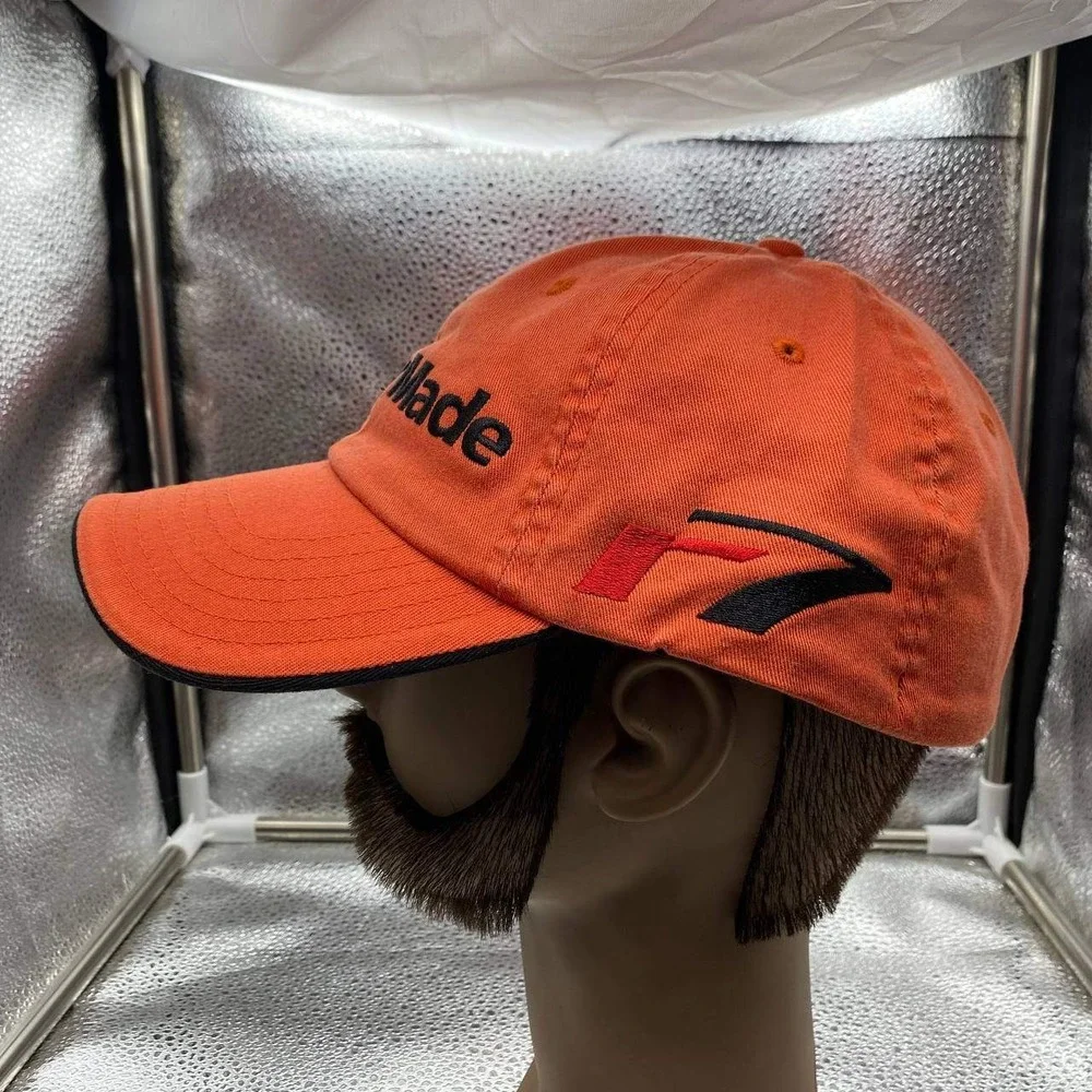 TaylorMade Golf Hat Men L/XL Orange Embroidered Logo Stretch‎ Fit Cap